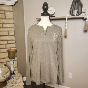 Olive Long Sleeve Henley Shirt